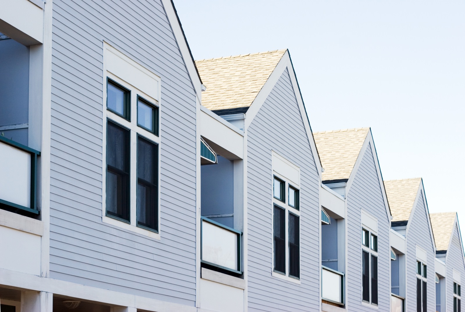 Identical townhomes lined up next to each other